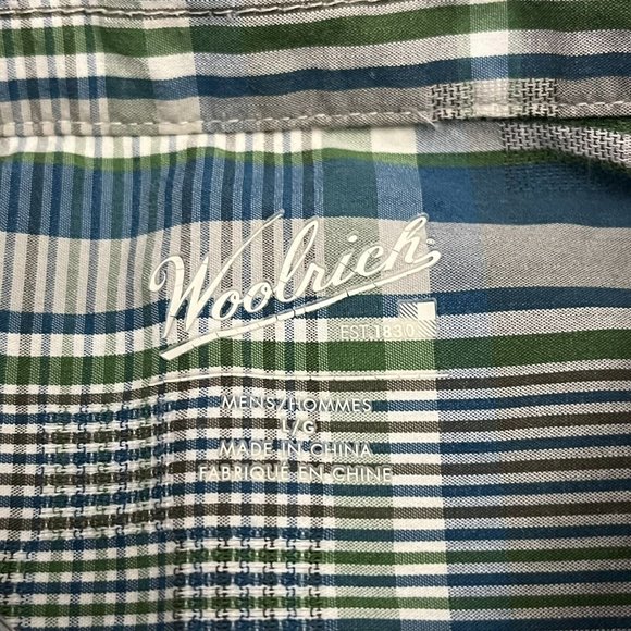 Woolrich Shirt Mens Large Button Down Plaid Lightweight - Picture 3 of 7